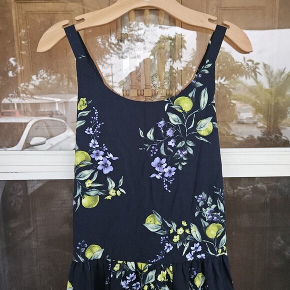 Time And Tru Plus Size Xxxl Tie Back Maxi Dress Fruit Bouquet Dark Navy New - Picture 2 of 9